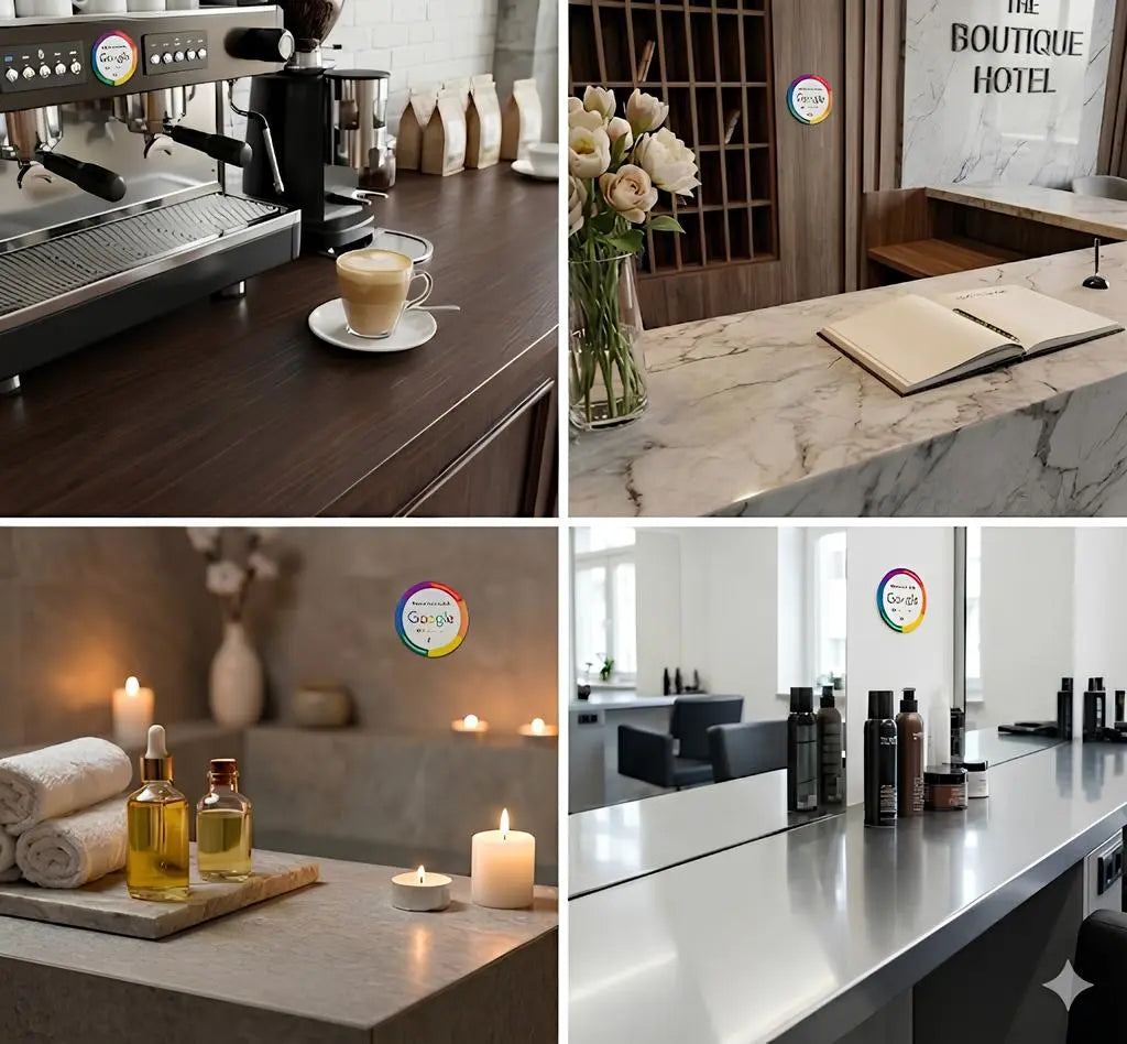 ADHESIVO CON NFC PARA RESEÑAS DE GOOGLE (PERSONALIZADO) ReseñaFacil