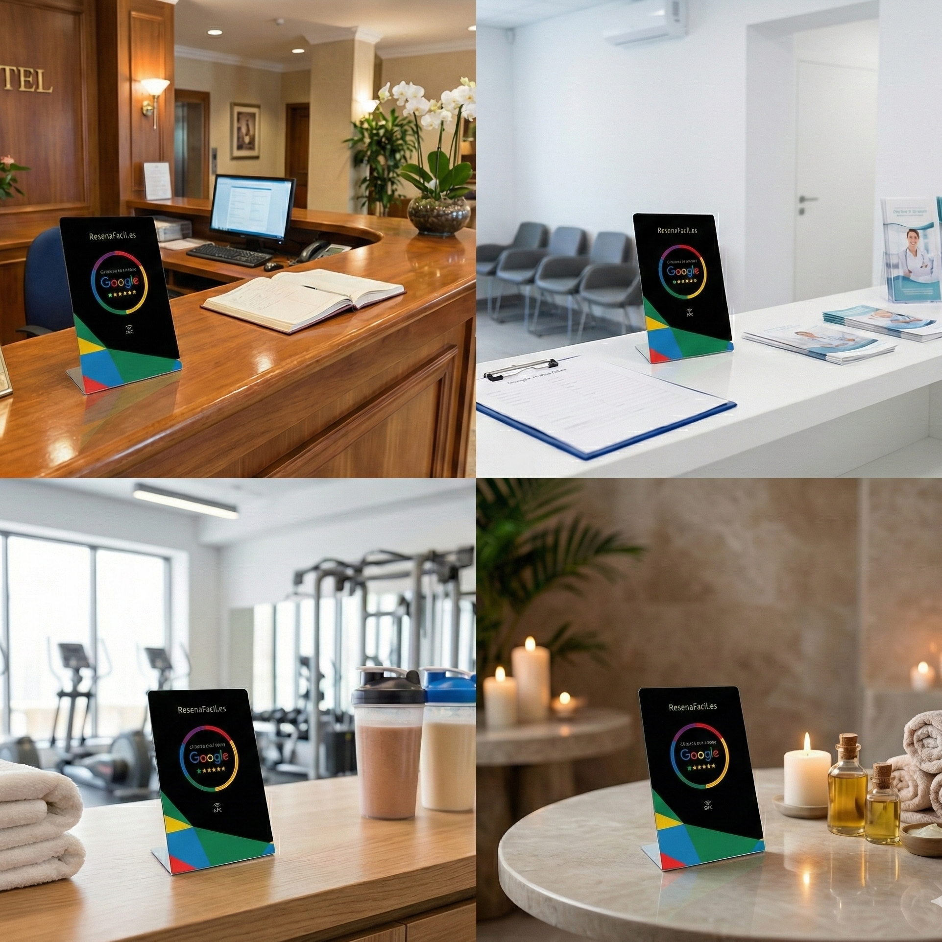 Stand Acrílico con NFC & QR para Reseñas de Google (Personalizado) ReseñaFacil