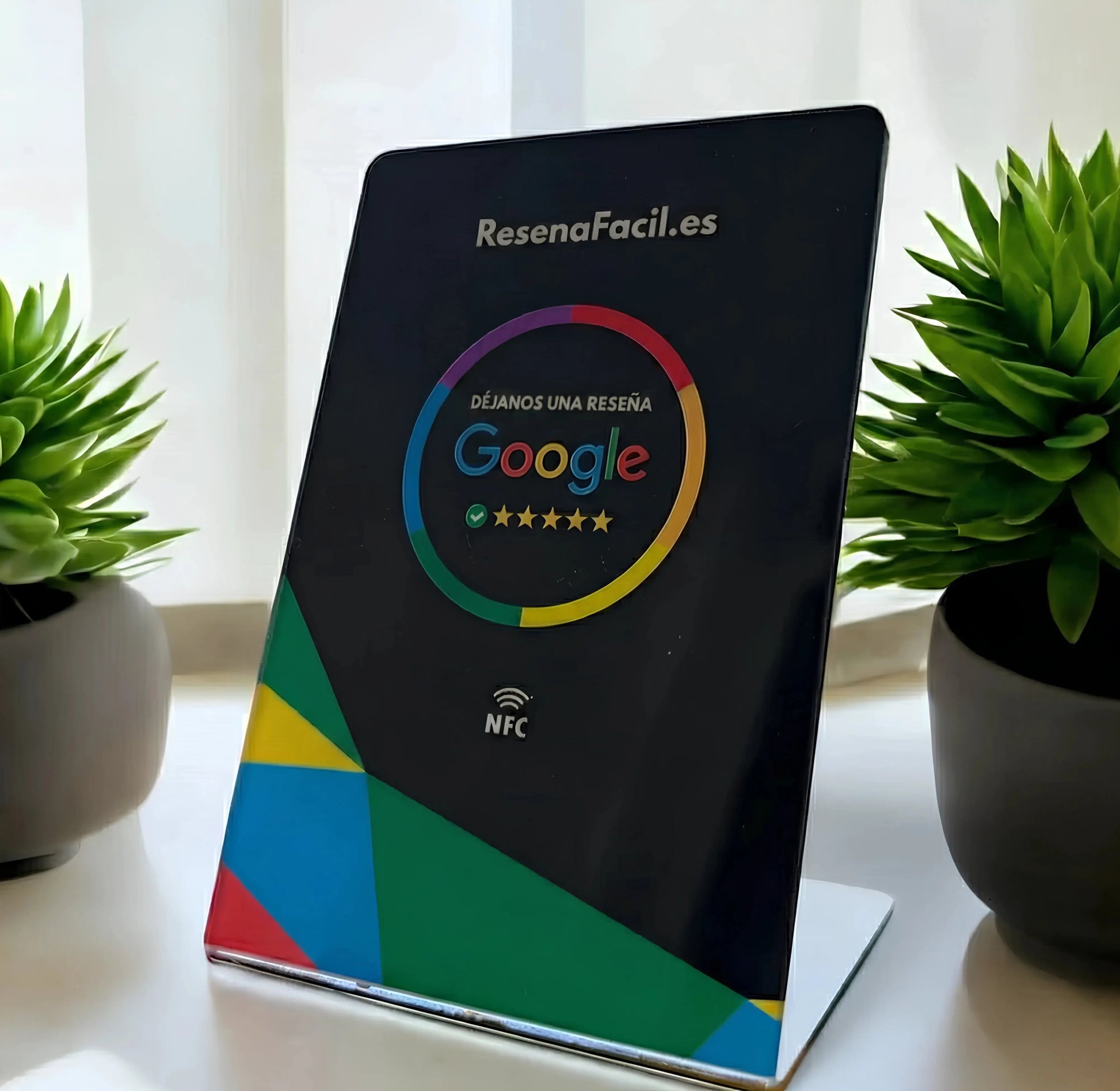 Stand Acrílico con NFC & QR para Reseñas de Google (Personalizado) ReseñaFacil