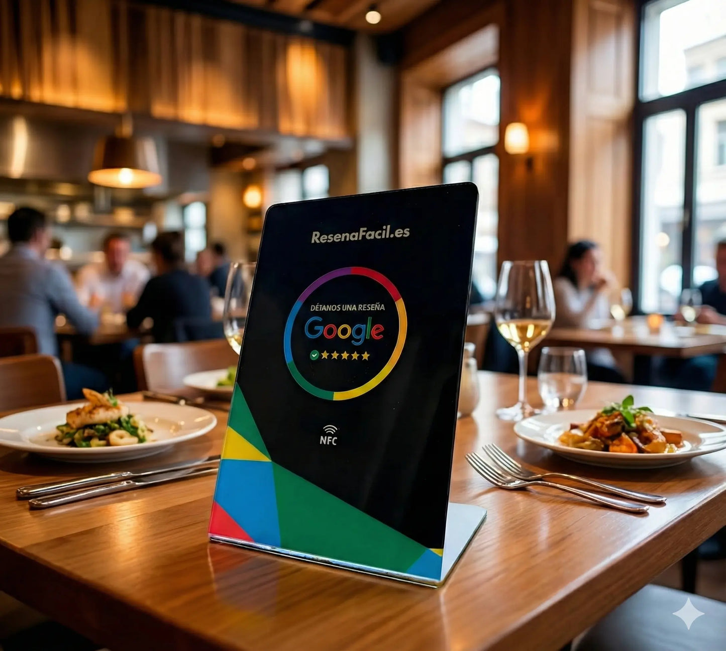 Stand Acrílico con NFC & QR para Reseñas de Google (Personalizado) ReseñaFacil